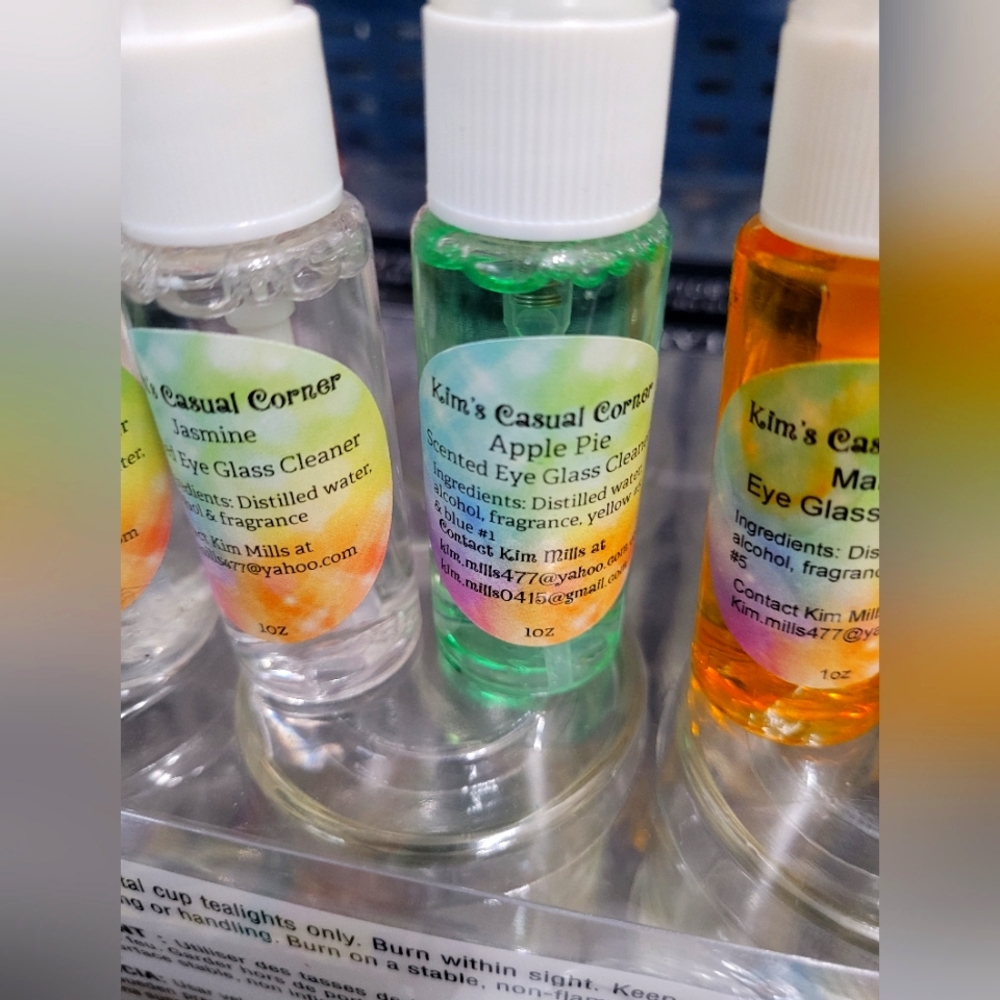 Scented glass cleaner. Mango scent, jasmine scent, and Apple pie scent.